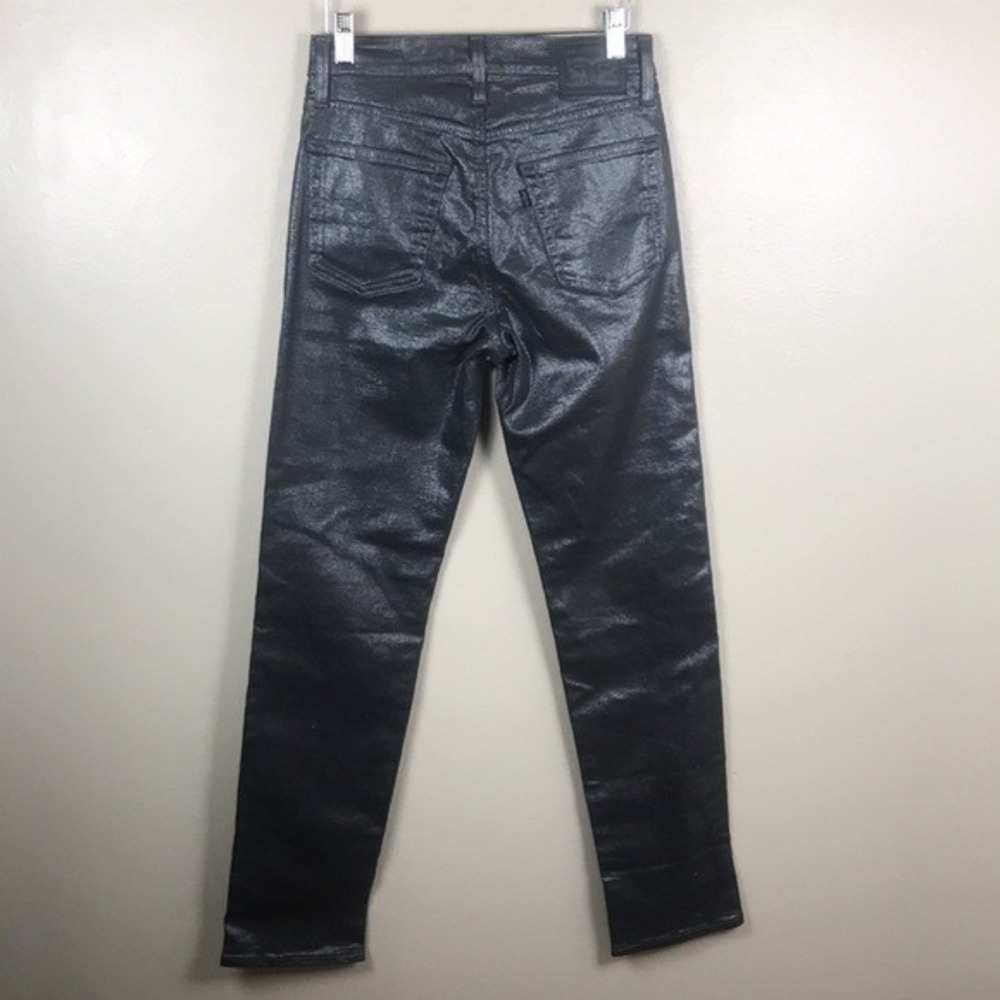 Levi's Women's 26x32 724 High Rise Straight Jeans Metallic Charcoal Coated NEW